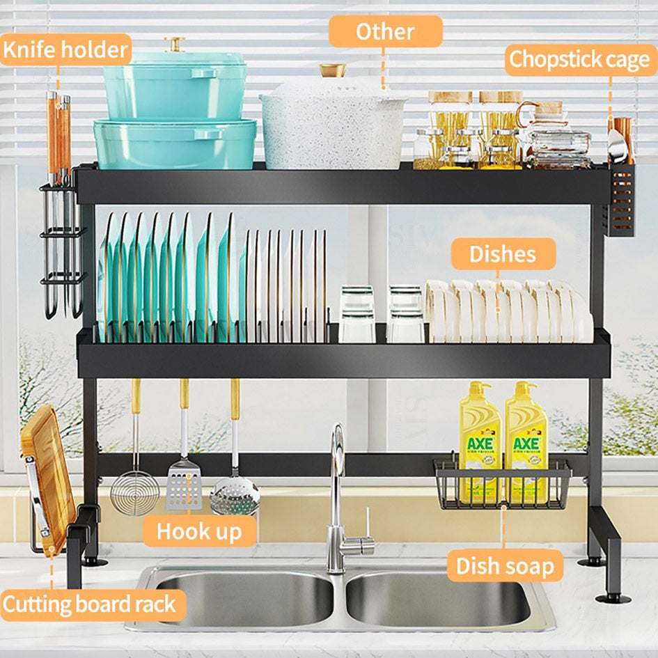 Retractable Kitchen Countertop Dish Organizer Rack