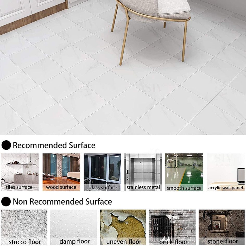 Siv 45 X 45Cm&60X60Cm Marble Vinyl Self-Adhesive Waterproof PVC Floor Stickers Home Office Flooring