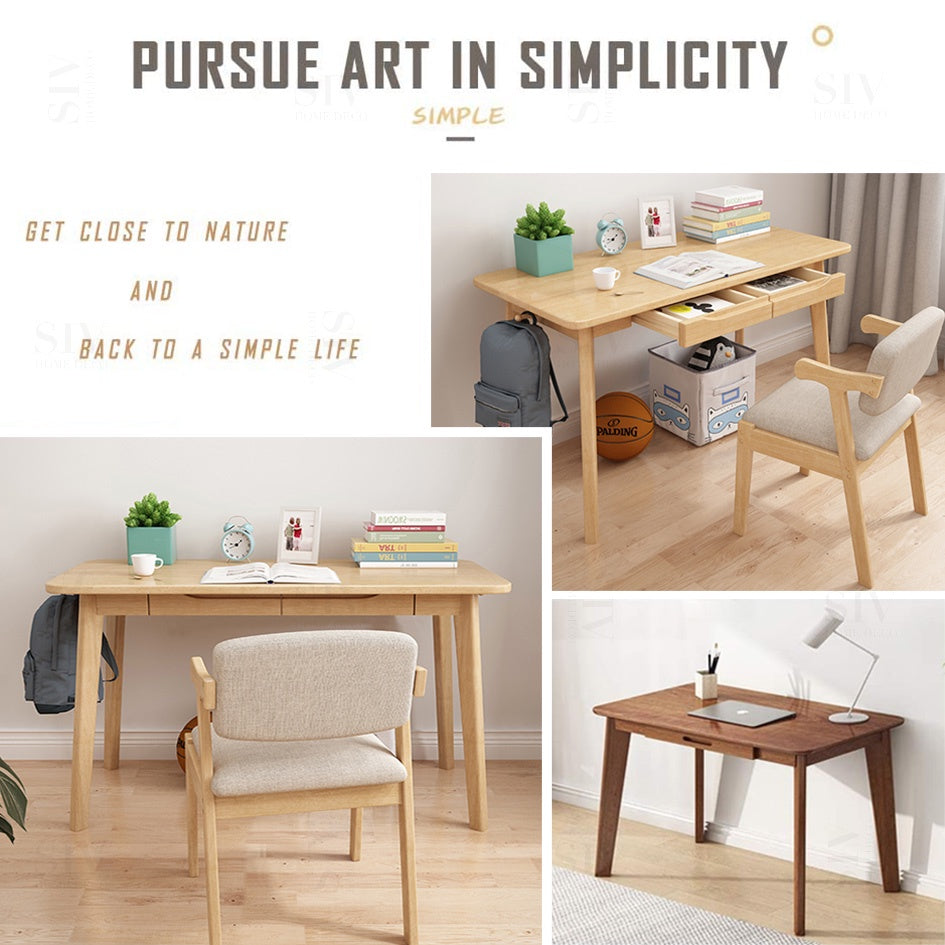 Big Solid Wood Computer Table Study Desk Home Office Desktop Working With Drawer