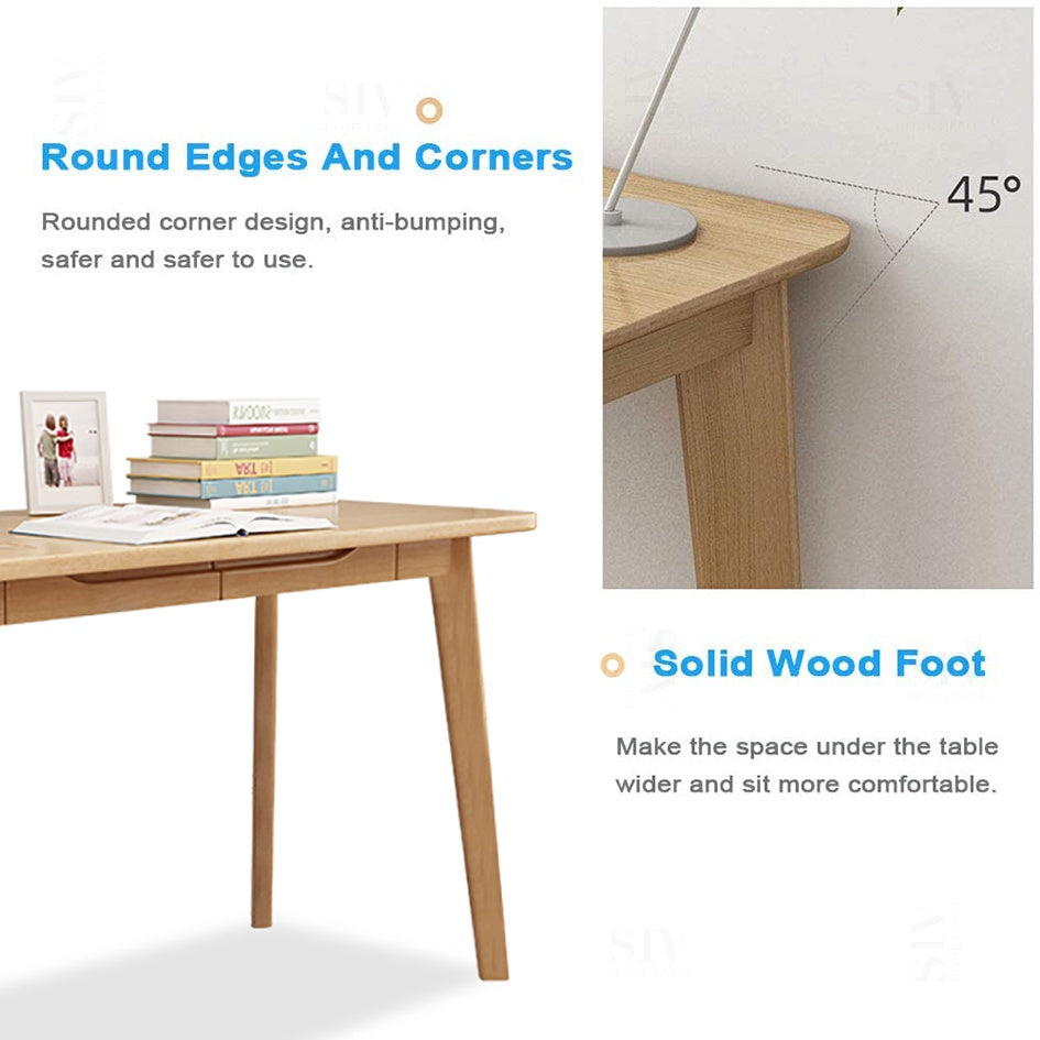 Big Solid Wood Computer Table Study Desk Home Office Desktop Working With Drawer