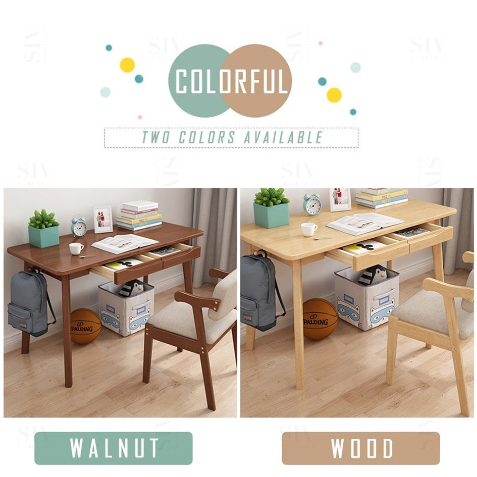 Big Solid Wood Computer Table Study Desk Home Office Desktop Working With Drawer